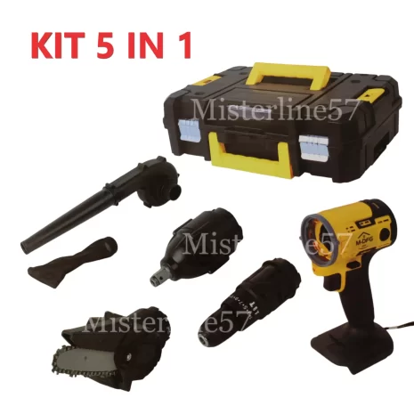 Kit 5 in 1 Attrezzi Trapano Elettrosega Impulsi Avvitatore Soffiatore Aspiratore