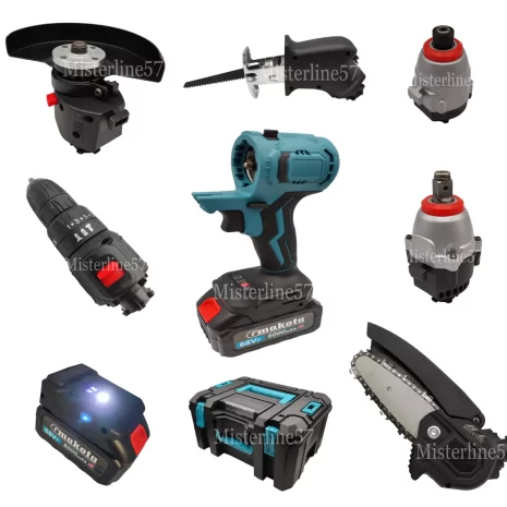 Kit 8 Attrezzi Trapano Elettrosega flex Gattuccio Impulsi Avvitatore Lampada 2