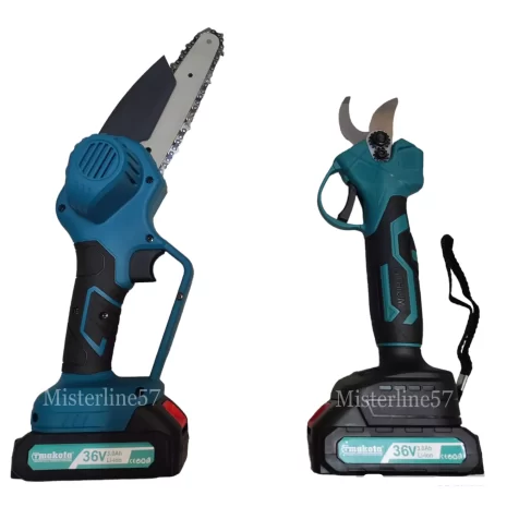 Kit Doppio Forbici + Mini Elettrosega motosega Potatore Tagliarami Batteria 36VF