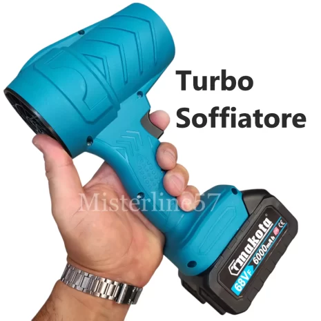 SOFFIATORE A BATTERIA PER FOGLIE TURBO VENTOLA DOPPIA BATTERIA 68VF BATTERIE (1)