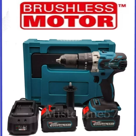 Trapano Avvitatore A Batterie Litio Percussione 2 Batterie Mandrino 13 Metallo