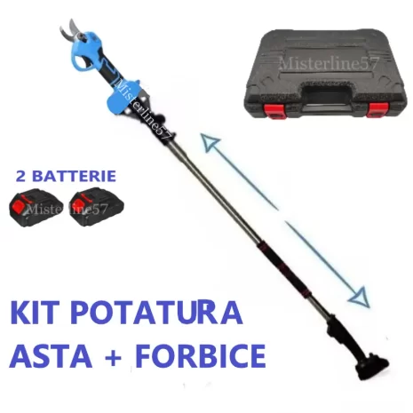 kit Potatura Asta Telescopica + Forbice a batteria 2 Batterie 48vf Taglia Rami kit Potatura Asta Telescopica + Forbice a batteria 2 Batterie 48vf Taglia Rami