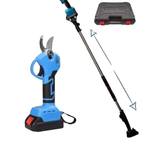 kit Potatura Asta Telescopica + Forbice a batteria 2 Batterie 48vf Taglia Rami1